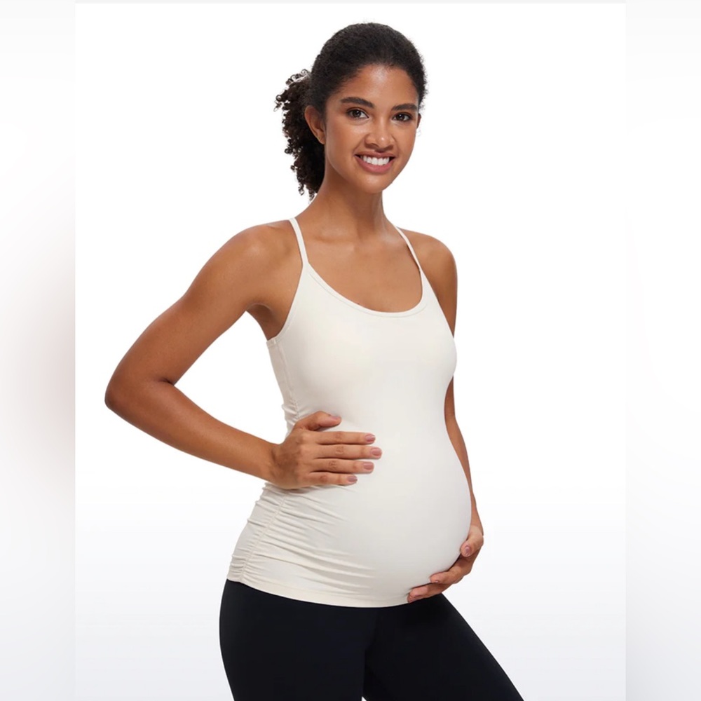 Butterluxe Y Back Maternity Tank Ruched Sides